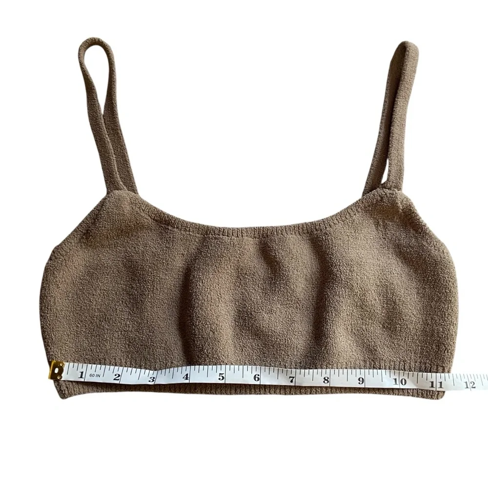 SKIMS Light Cozy Scoop Bralette Desert Tan Fuzzy Small - Picture 8 of 9